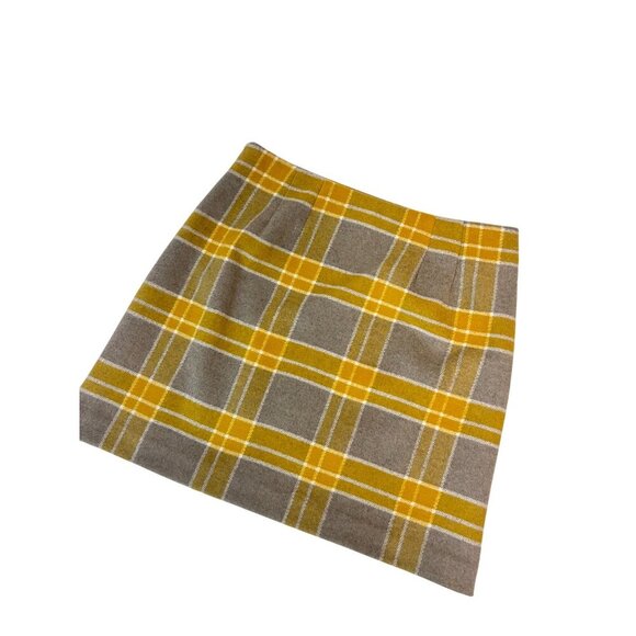 LOFT Gold & Gray Check Wool Blend Mini Skirt Women’s Size 8 NWT $70 - Picture 3 of 4